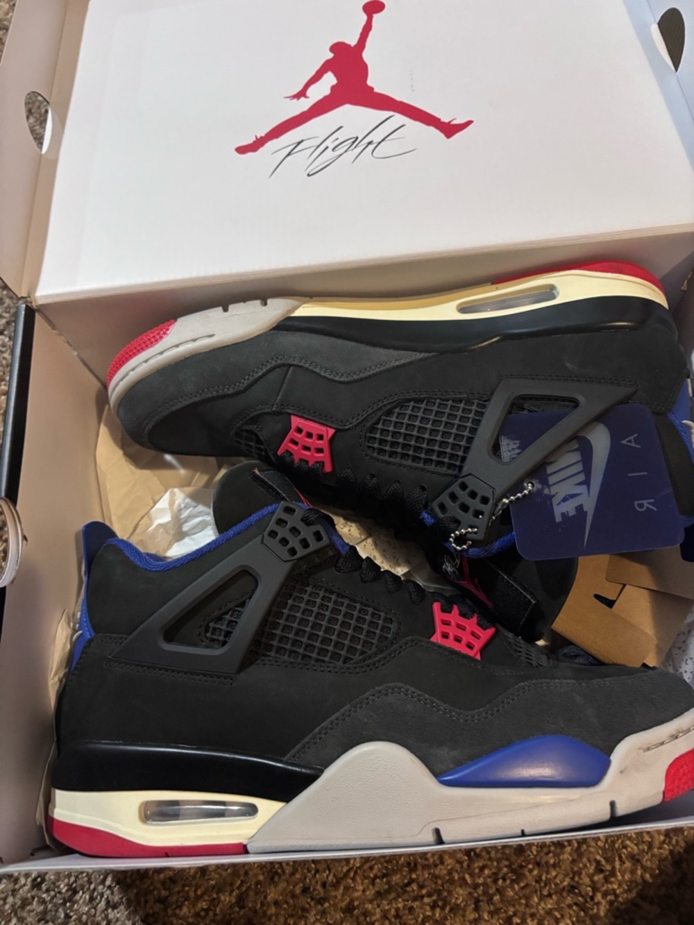 Nike Black/Red/Blue Air Jordan 4 Retro Sneakers